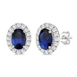 LysLoVal 14K White Gold Diamond Halo Earrings