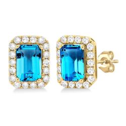 VerThSol 14K White Gold Diamond Halo Earrings