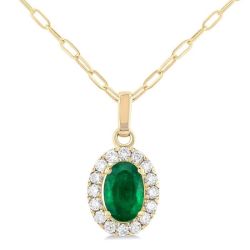 Aster Oval Shape Gemstone & Halo Diamond Pendant