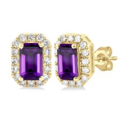 CaXeOn 14K White Gold Diamond Halo Earrings