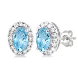 ElThRa ValSol 14K White Gold Diamond Halo Earrings