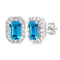 PhoIonEl CaXeEl ThCelPho 14K White Gold Diamond Halo Earrings