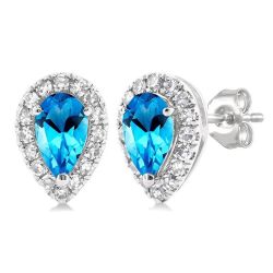 LysMirEl RaLuxCel 14K White Gold Diamond Halo Earrings