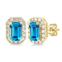 RaLoIs 14K White Gold Diamond Halo Earrings