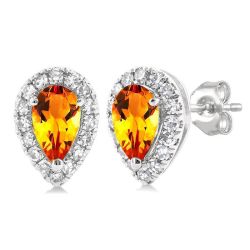 RaValVal 14K White Gold Diamond Halo Earrings