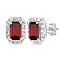 LinOnMir 14K White Gold Diamond Halo Earrings