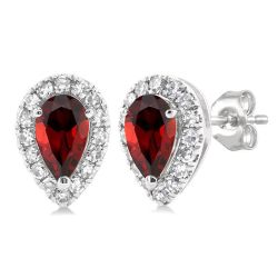 LinLoVel 14K White Gold Diamond Halo Earrings