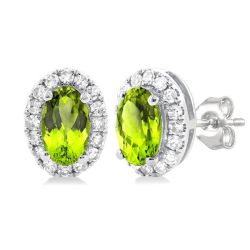 AeAeVal 14K White Gold Diamond Halo Earrings