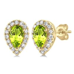 ElVioVal 14K White Gold Diamond Halo Earrings