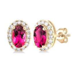 DorCelIs 14K White Gold Diamond Halo Earrings