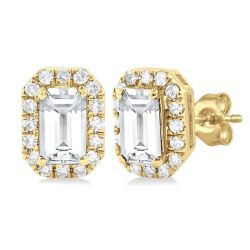 LinElLin CelSolLin 14K White Gold Diamond Halo Earrings