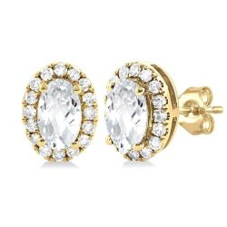 ElThTh 14K White Gold Diamond Halo Earrings