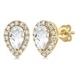 LysLysRa 14K White Gold Diamond Halo Earrings