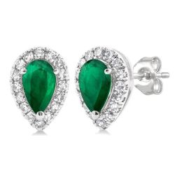 IonTh 14K White Gold Diamond Halo Earrings