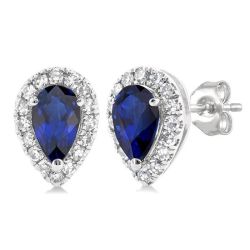 LinIsAe IsVerMir 14K White Gold Diamond Halo Earrings