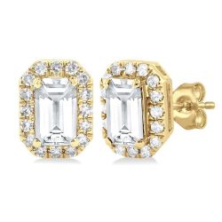 ElCaOra 14K White Gold Diamond Halo Earrings