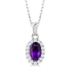Aurora Oval Shape Gemstone & Halo Diamond Pendant