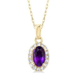 Celestia Oval Shape Gemstone & Halo Diamond Pendant