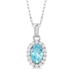 Aster Oval Shape Gemstone & Halo Diamond Pendant