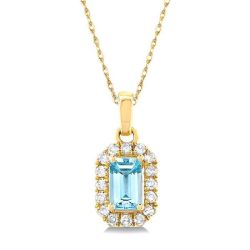 Nova Emerald Shape Gemstone & Halo Diamond Pendant