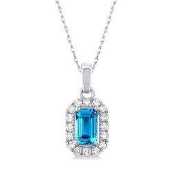 Sonata Emerald Shape Gemstone & Halo Diamond Pendant