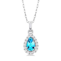 Vesper Pear Shape Gemstone & Halo Diamond Pendant