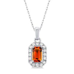 Lumira Octagon Citrine & Diamond Pendant in 14K White Gold