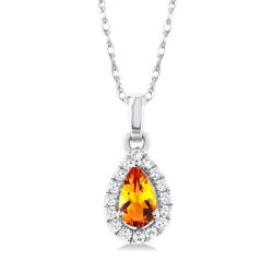Sonata Pear Shape Gemstone & Halo Diamond Pendant