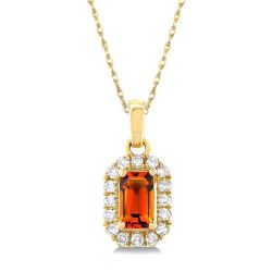 Seraph Emerald Shape Gemstone & Halo Diamond Pendant