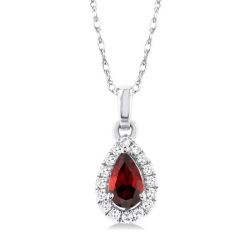 Haven Pear Shape Gemstone & Halo Diamond Pendant
