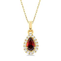 Nimbus Pear Shape Gemstone & Halo Diamond Pendant