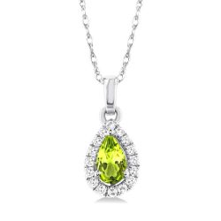 Raven Pear Shape Gemstone & Halo Diamond Pendant