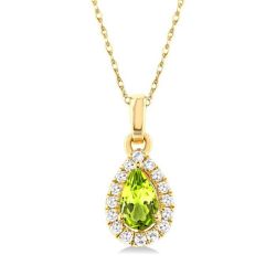 Majesty Pear Shape Gemstone & Halo Diamond Pendant