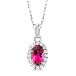Zephyr Oval Shape Gemstone & Halo Diamond Pendant