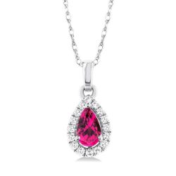 Zephyr Pear Shape Gemstone & Halo Diamond Pendant