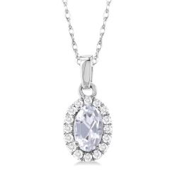 Celestia Oval Shape Gemstone & Halo Diamond Pendant