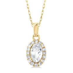 Blossom Oval Shape Gemstone & Halo Diamond Pendant