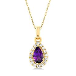 Elysian Pear Shape Gemstone & Halo Diamond Pendant