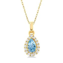 Clover Pear Shape Gemstone & Halo Diamond Pendant