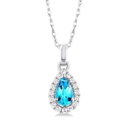 Echo Pear Shape Gemstone & Halo Diamond Pendant