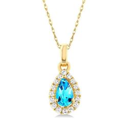 Nova Pear Shape Gemstone & Halo Diamond Pendant