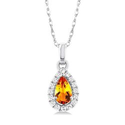 Ember Pear Shape Gemstone & Halo Diamond Pendant