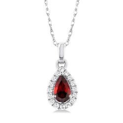 Zephyr Pear Shape Gemstone & Halo Diamond Pendant