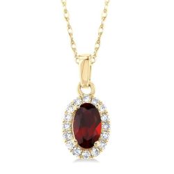 Freya Oval Shape Gemstone & Halo Diamond Pendant