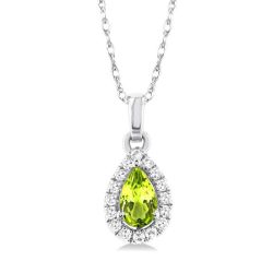 Lyric Pear Shape Gemstone & Halo Diamond Pendant