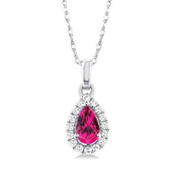 Tempest Pear Shape Gemstone & Halo Diamond Pendant