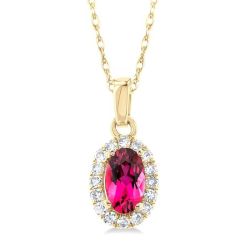 Solstice Oval Shape Gemstone & Halo Diamond Pendant