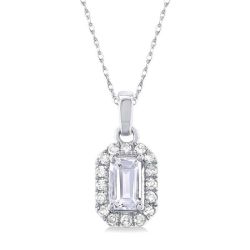 Clarevian White Topaz & Diamond Pendant in 10K White Gold