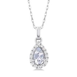 Aster Pear Shape Gemstone & Halo Diamond Pendant