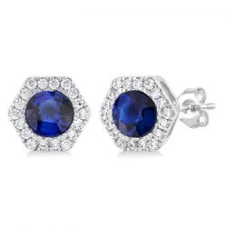  Gemstone & Diamond Stud Earrings